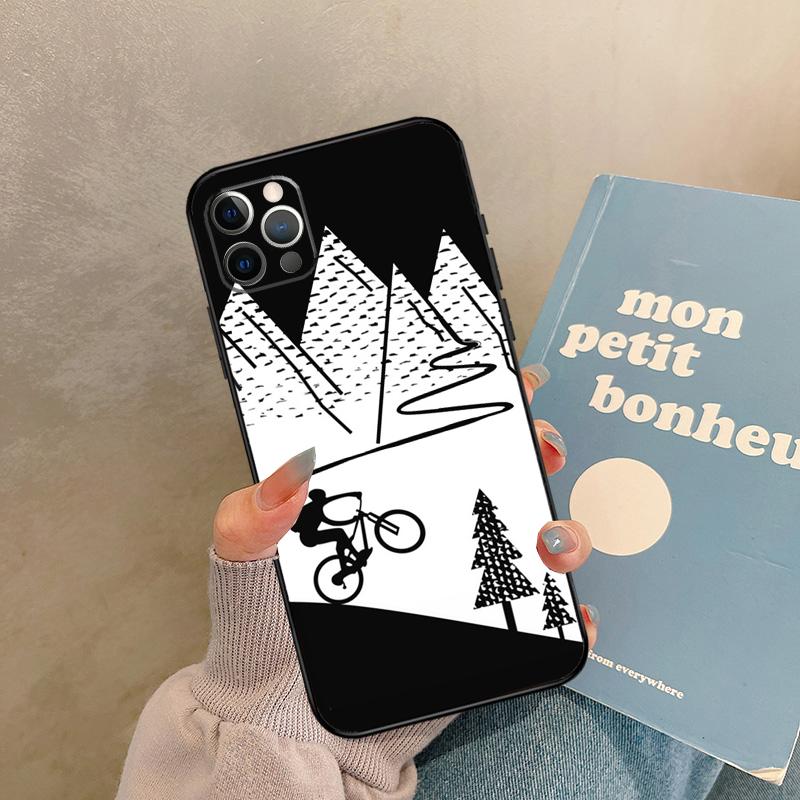 MTB Mountain Bike Cycling Bicycle Case For iPhone 17 Air 15 14 13 12 11 16 Pro Max 13 mini XR 15 16 Plus 16e Back Cover Shell