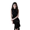 New Chinese-style improved cheongsam women's black sleeveless slim-fitting and thin temperament retro high-end elastic velvet dress