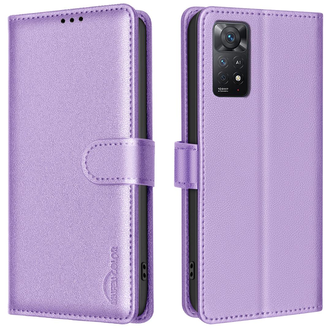 

BINFEN COLOR BF32 Для Xiaomi Redmi Note 11 Pro 4G (Медиатек)/Note 11 Pro 5G (Qualcomm)/Кожаный чехол для телефона Note 12 Pro 4G Purple