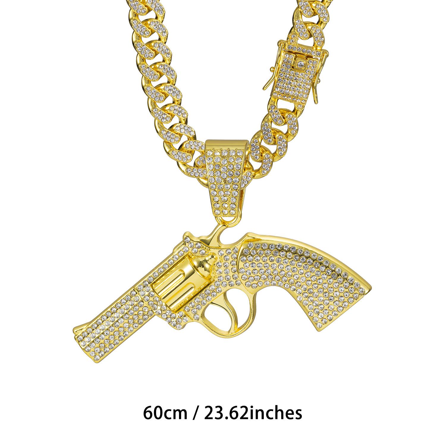 Diamond Encrusted Pendant Necklace, Hip-hop Trendy Men s Cuban Chain Jewelry 50cm