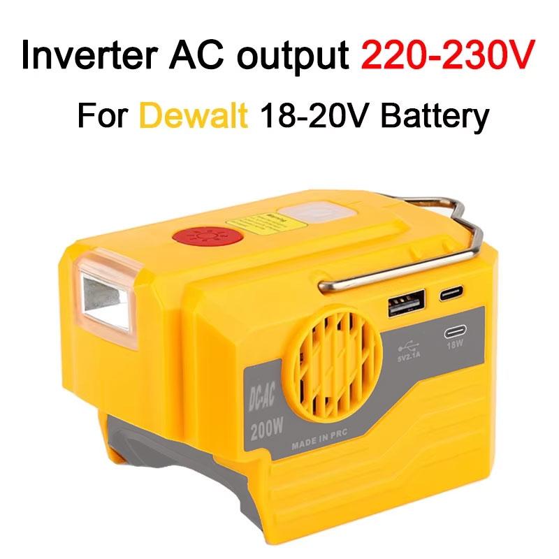 Portable Inverter 200W AC For Dewalt For Makita/Bosch/Milwaukee/Ryobi 18V Battery 120-220V Modified Sine Wave Power Adapter USB