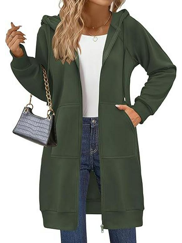Women's Oversized Fleece Zip-Up Hoodie Sweatshirt - Autumn 2025 Jacket Coat