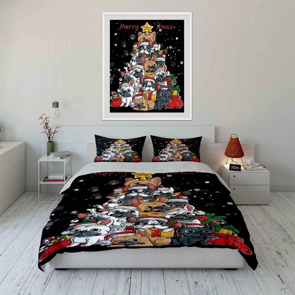 Dogs arranged as Christmas tree. Bedding sets Duvet cover sets Duvet covers Pillowcases(1 * Duvet Cover 2 * Pillowcases without duvet insert)
