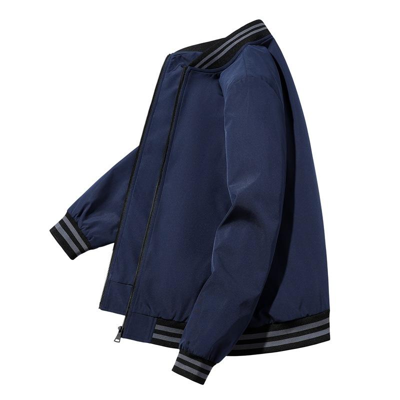 Spring and Autumn Striped Baseball Lone Jacket Men's Korean Style Fashion Loose Solid Color Versatile Windproof Outdoor Men's Clothing