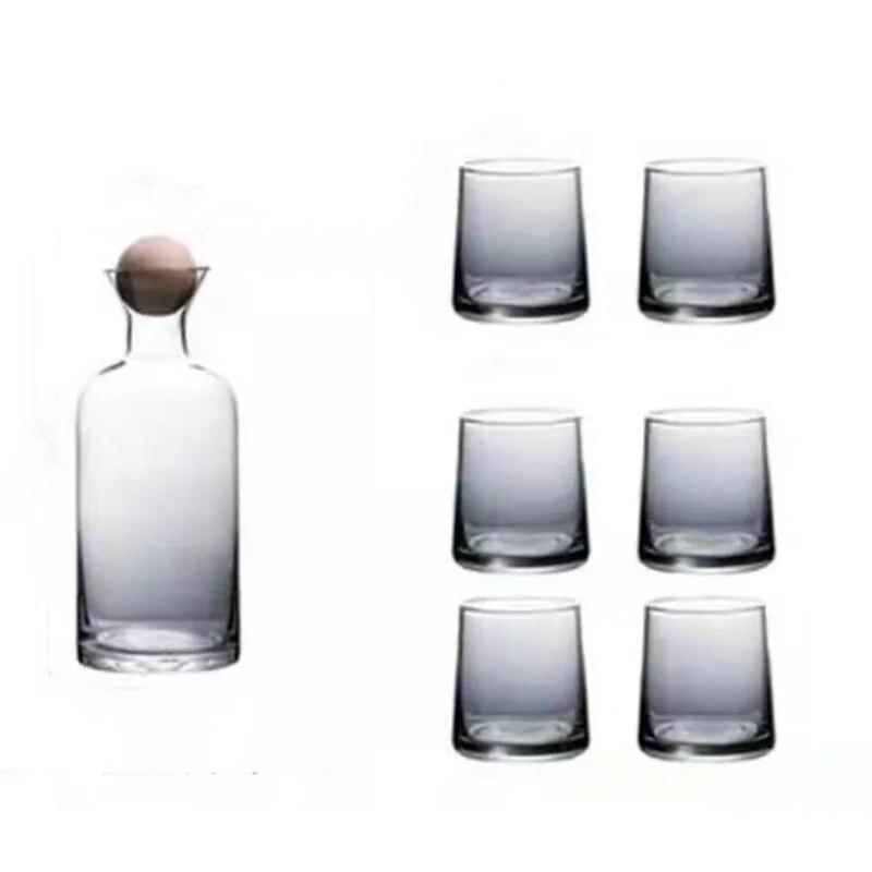 1 ks 1,2 l velkokapacitní skleněná konvice na vodu a 6 ks 250 ml skleněných kelímků na vodu Sada kreativních domácích džusů s mlékem a čajem