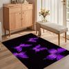 Black Purple Butterfly Area Rug for Living Room Bedroom Whimsical Nature Floral Whimsy Home Decor Non Slip Washable Floor Mat