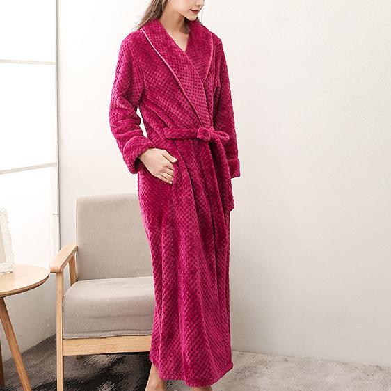 Coral Fleece Župan s dlouhým rukávem Domácí oblečení Silný flanel Pár Župan na spaní Šedá Podzim Zima Wam Volné Společenské oblečení