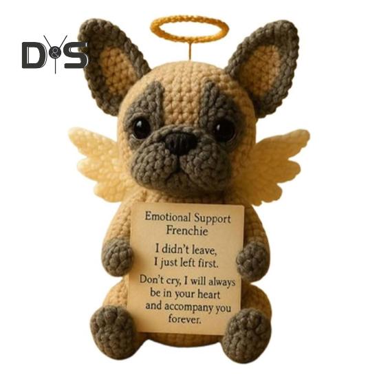 

Меморіальний позитивний в язаний гачком цуценя емоційної підтримки ангел собака ручної роботи позитивна в язана гачком тварина собака з надихаючою карткою сувенір подарунок співчуття для D