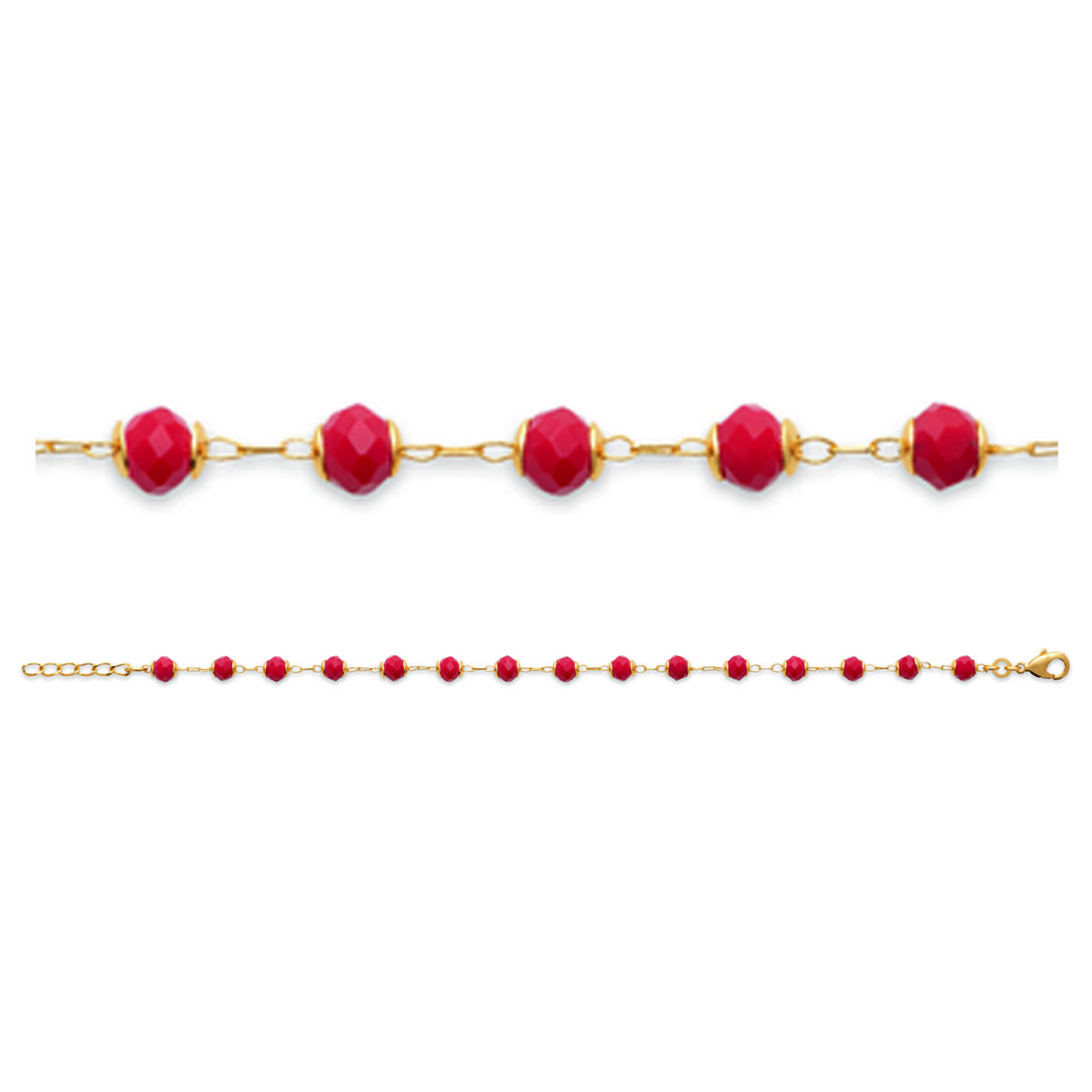 

Les Trésors De Lily [R5829] - Позолоченный браслет «Бохо» золотисто-красный - 18 см - 4 мм