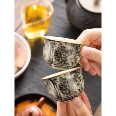 65ML Landscape Ru Kiln Master Cup Household Tea Cup Handmade Tea Bowl Smelling Cup Teaset Supplies Teaware A Cup Of Tea