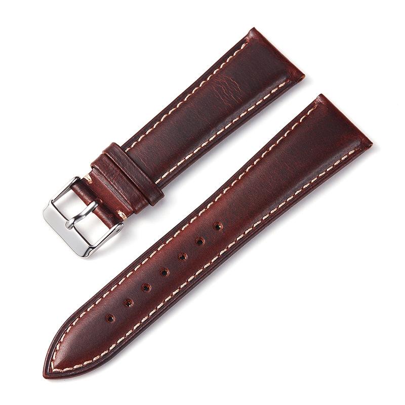 Vintage Oil Wax Watch Strap 18mm 19mm 20mm 21mm 22mm Universal Head Layer Cowhide Watchband Accessories Pin Buckle