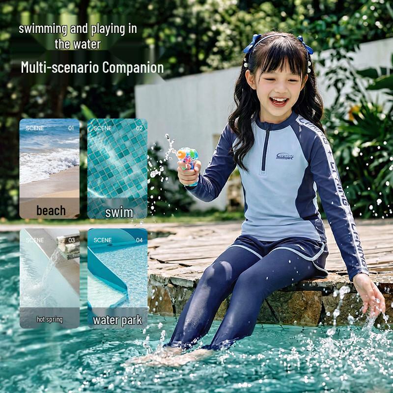 Li-Ning Girls' Long-Sleeve Split Surfing & Swimming Suit