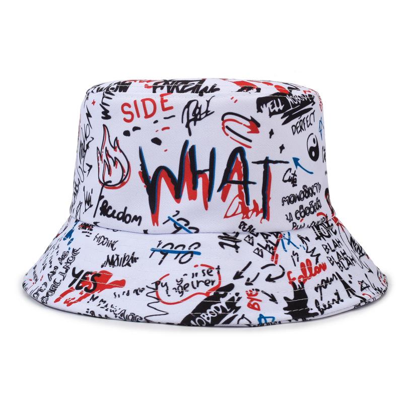 Korean Graffiti Bucket Hat: Unisex Hip Hop Street Style, Adjustable Sun Hat