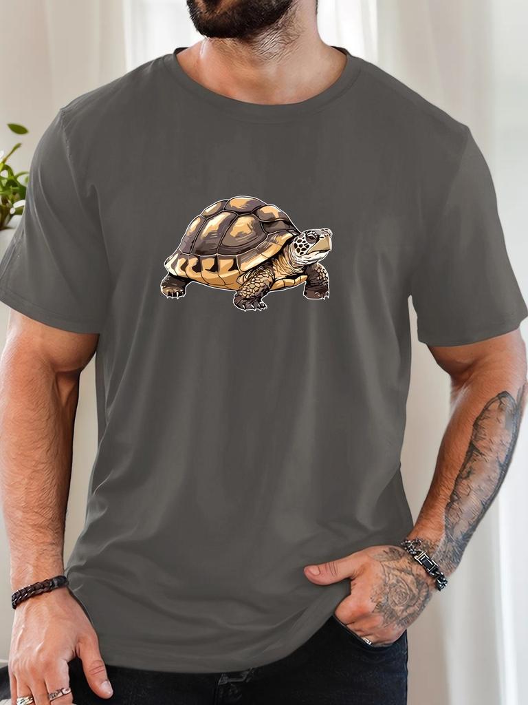 Tortoise Animal Graphic Print Unisexs Crew Neck Short Sleeve Tee Soft Summer Top For Nature Lover Daily Street Basic Outfit Wear