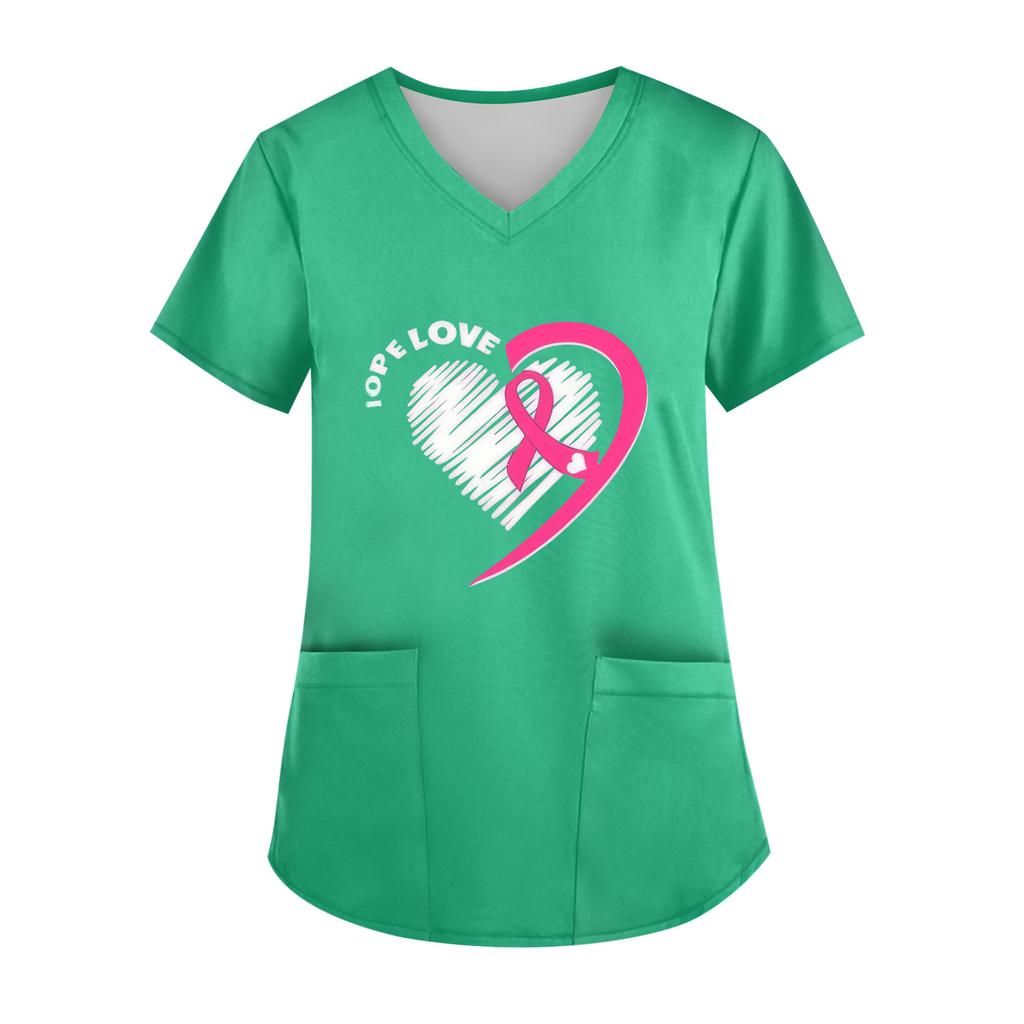 Women's V-Neck Short-Sleeve Pocketed Top With Side Slit