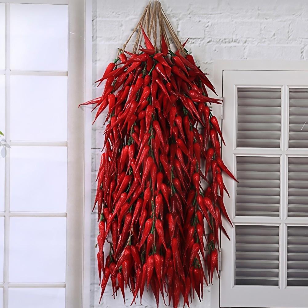Artificial Vegetable Fake Chilli Pepper Garlic Bunch Hanging Ornaments For Home Kitchen Restaurant Decoration Photography Props
