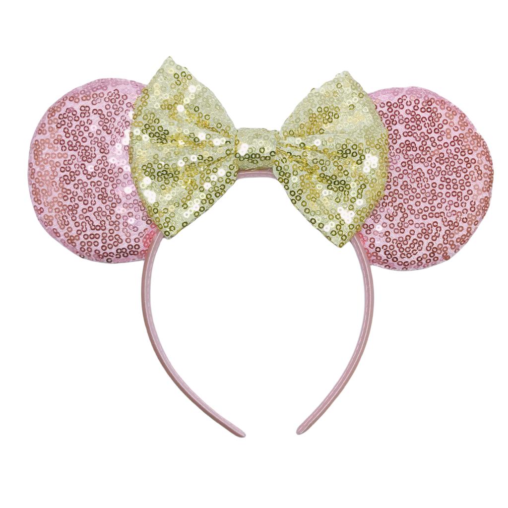 Mouse Ears Headband For Girls Adults 5'' Sparkly Sequin Bow Hairband Festival Party Travel DIY Hair Accessories