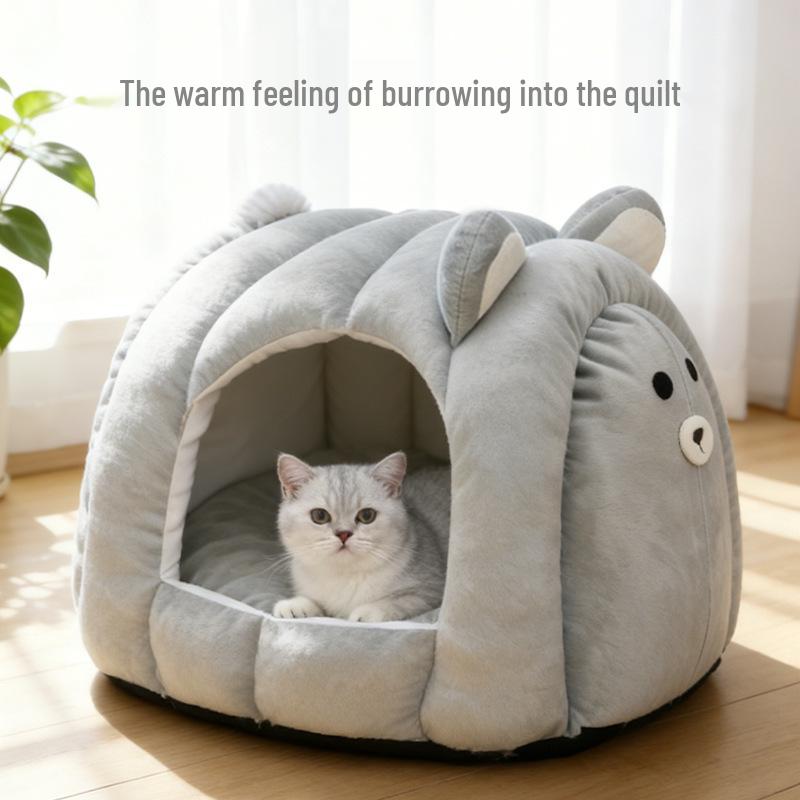 Plush Winter Bed for Small and Medium Pets - Cozy Sleeping Nest for Bichon and Teddy