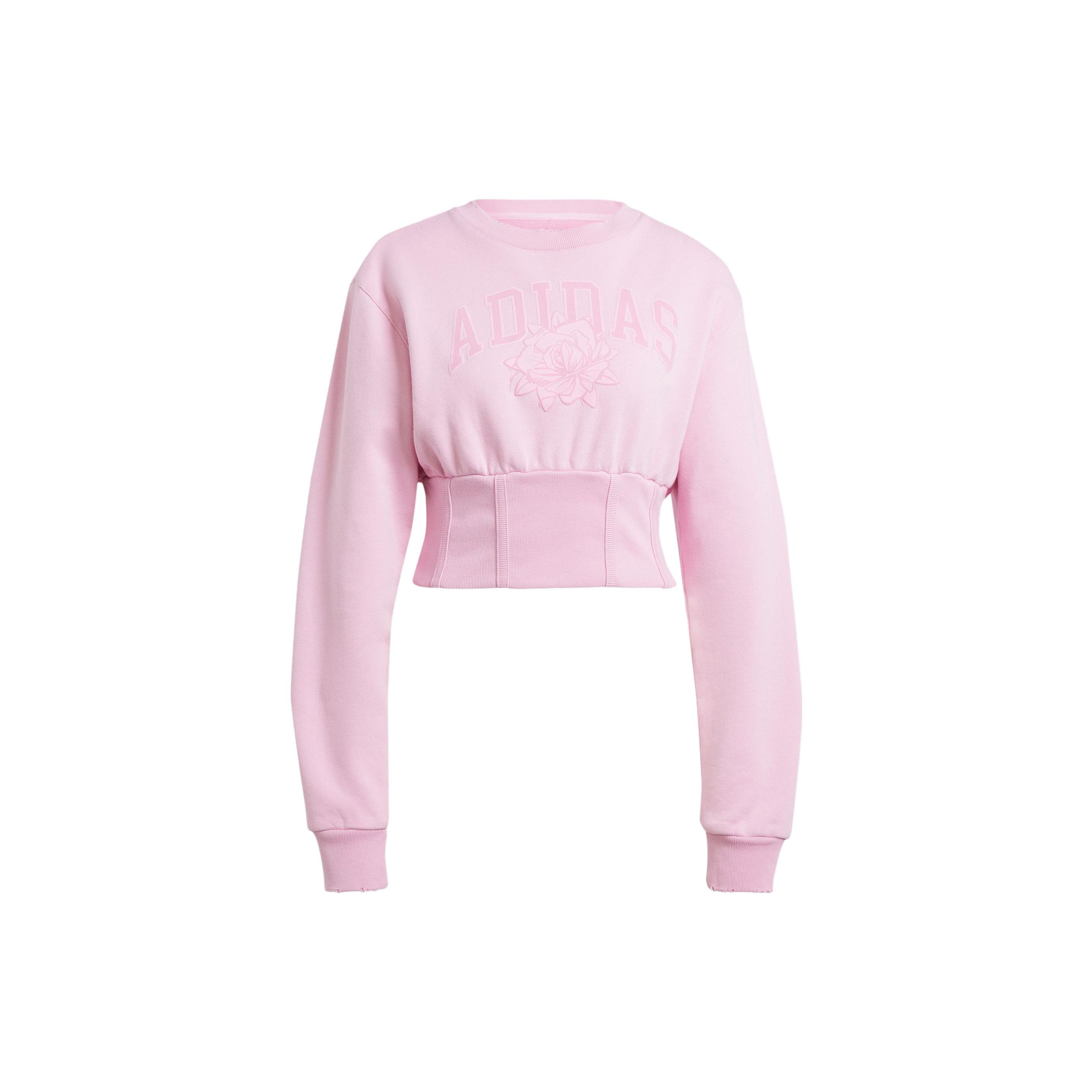 adidas Originals Women s Cropped Corset Sweatshirt Pink Women IY9030 M