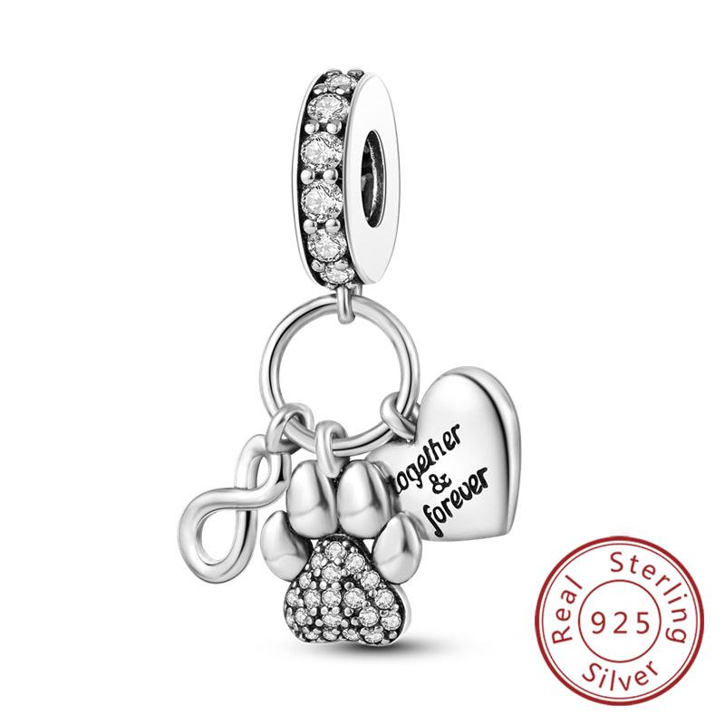 Fit Original Copper Charms Beads Puppy Heart Bow Copper Charms For Bracelet Pendant Women Jewelry Gifts