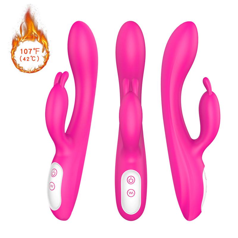 G Spot Couple Vibrator with Heating Function Clitoris G-spot Stimulation Waterproof Dildo with Vibrations Dual Motor Stimulator for Women Couple Fun