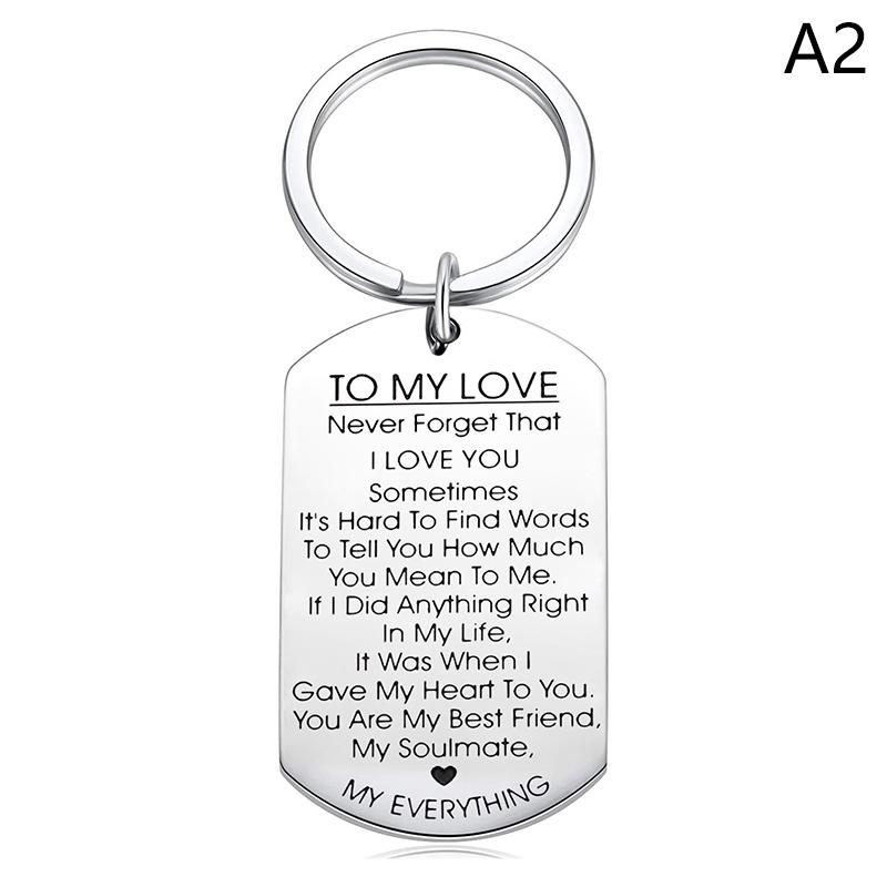 To My Love Keychain Stainless Steel Key Ring Valentine's Day Wedding Anniversary Gift For Husband Wife Boyfriend Girlfriend