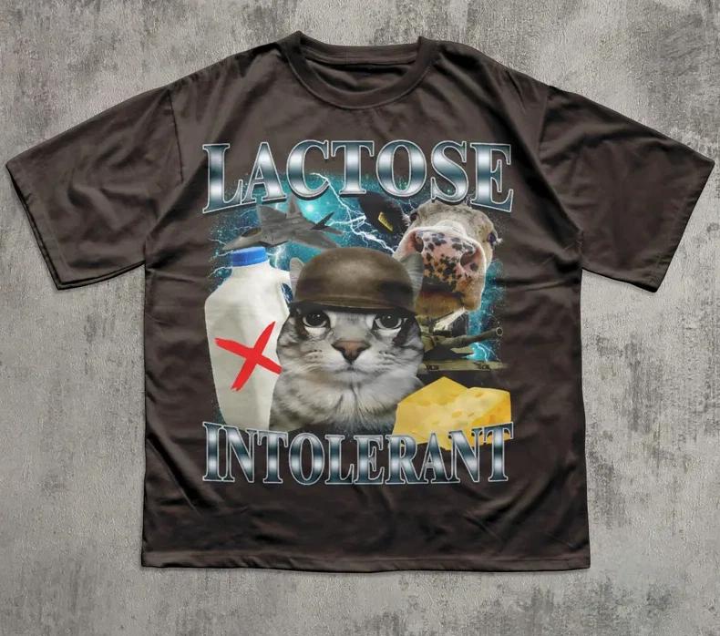 Lactose Intolerant Funny Cat Meme T-Shirt S
