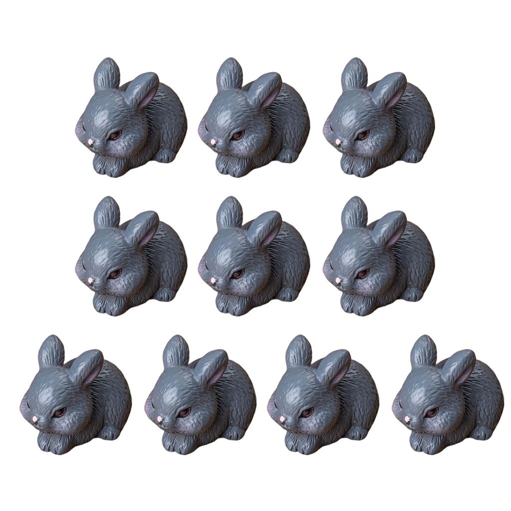 Mini Easter Rabbit Figurines Set of 10 Miniature Animal Statues for Creative Decorations and Potted Plant
