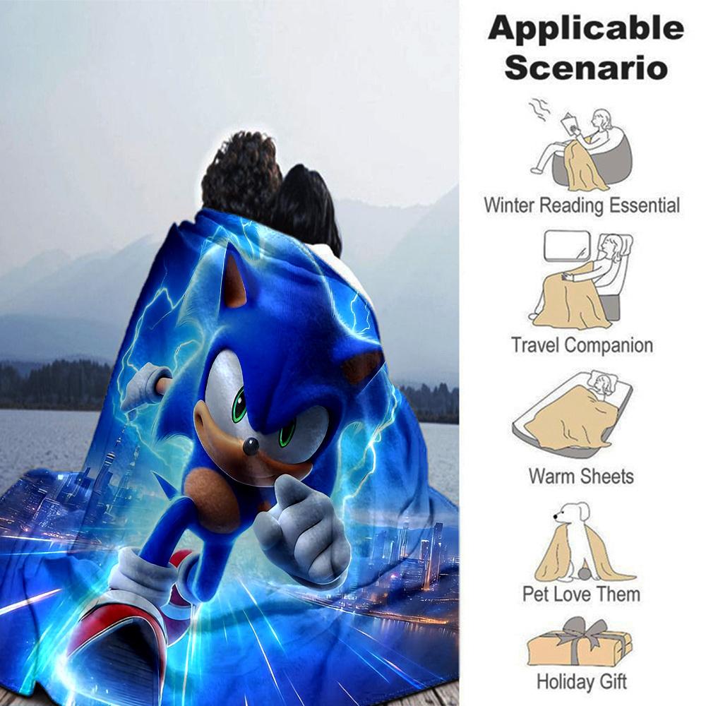 1 st Sonic The Hedgehog filt Lätt Flanellpläd för Soffa Säng Resa Camping Vardagsrum Kontor Soffa Stol