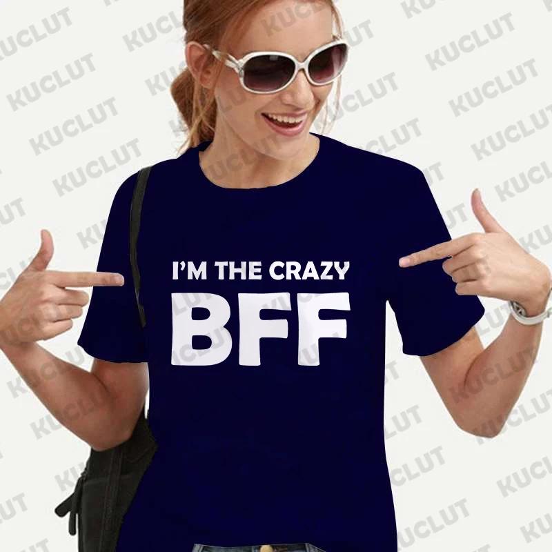 BFF Unisex T-Shirt Vintage Tee Lockere Oberteile Crazy BFF Lustiges Geschenk Beste Freunde Geburtstag T-Shirt für Unisex Sommer Harajuku T-Shirts