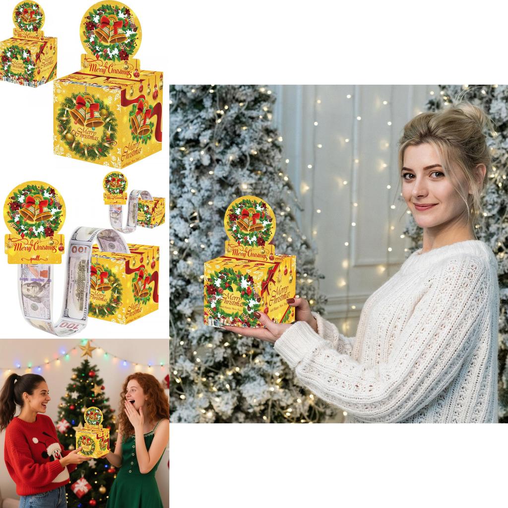 Yellow Christmas Bell Decorative Gift Box With Paper Material For Festive Surprises