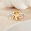 Anello in Argento Sterling S925 Placcato Oro 18K Colore Naturale Cristallo Tesoro Anello Semplice Premium per Dito Indice Gioielli Energia Fortunata