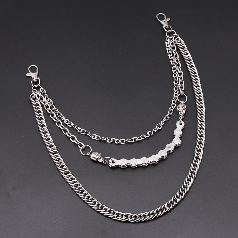 Punk Totenkopf Mehrschichtige Metallgürtelkette für Männer und Frauen Hip Hop Nachtclub Stil Accessoires