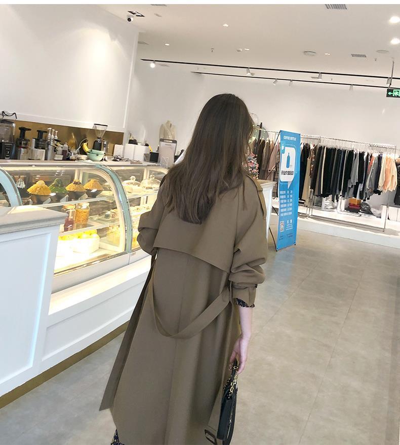 2025 Autumn Trendy Mid-Length Trench Coat for Women: Over-the-Knee, Elegant British Style