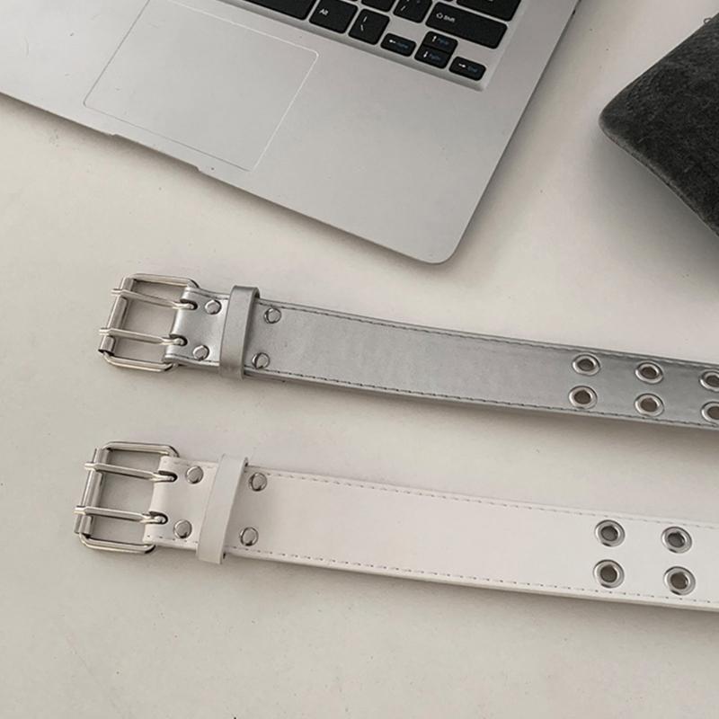 Leathers Womens Belt Fashion Double Grommet Belt Decorative Jeans Dress Blet