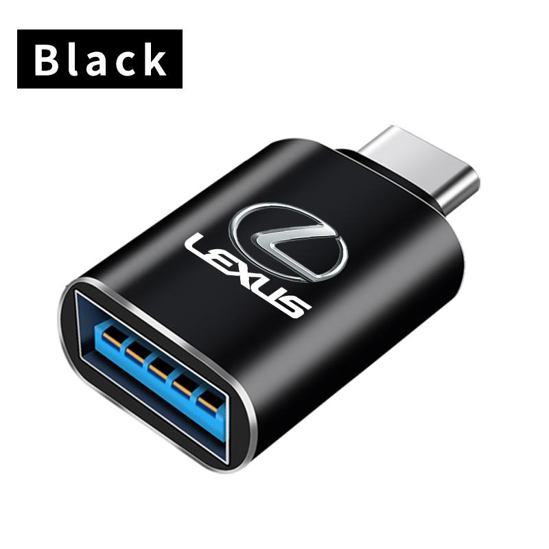 

Type C To USB Port Converter Charging Cable Adapter For Lexus F-SPORT ES RX NX LS UX LM LX GX LC RZ IS CT GS RC HS SC TX L чорний