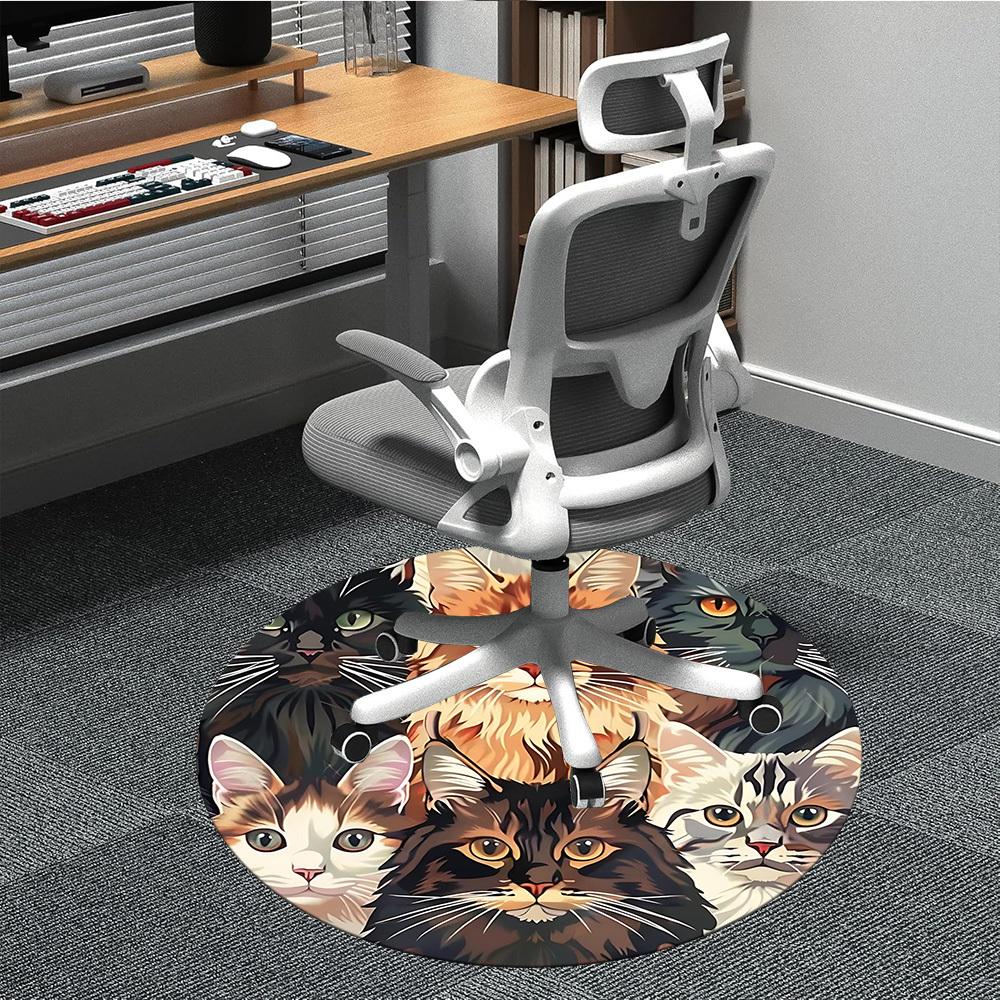 

1PCCats Felines Office Round Area Rug, Mat Suitable For Office, Under Office Chairs Bedroom Living Room Home Decor, Room Deco 80cm