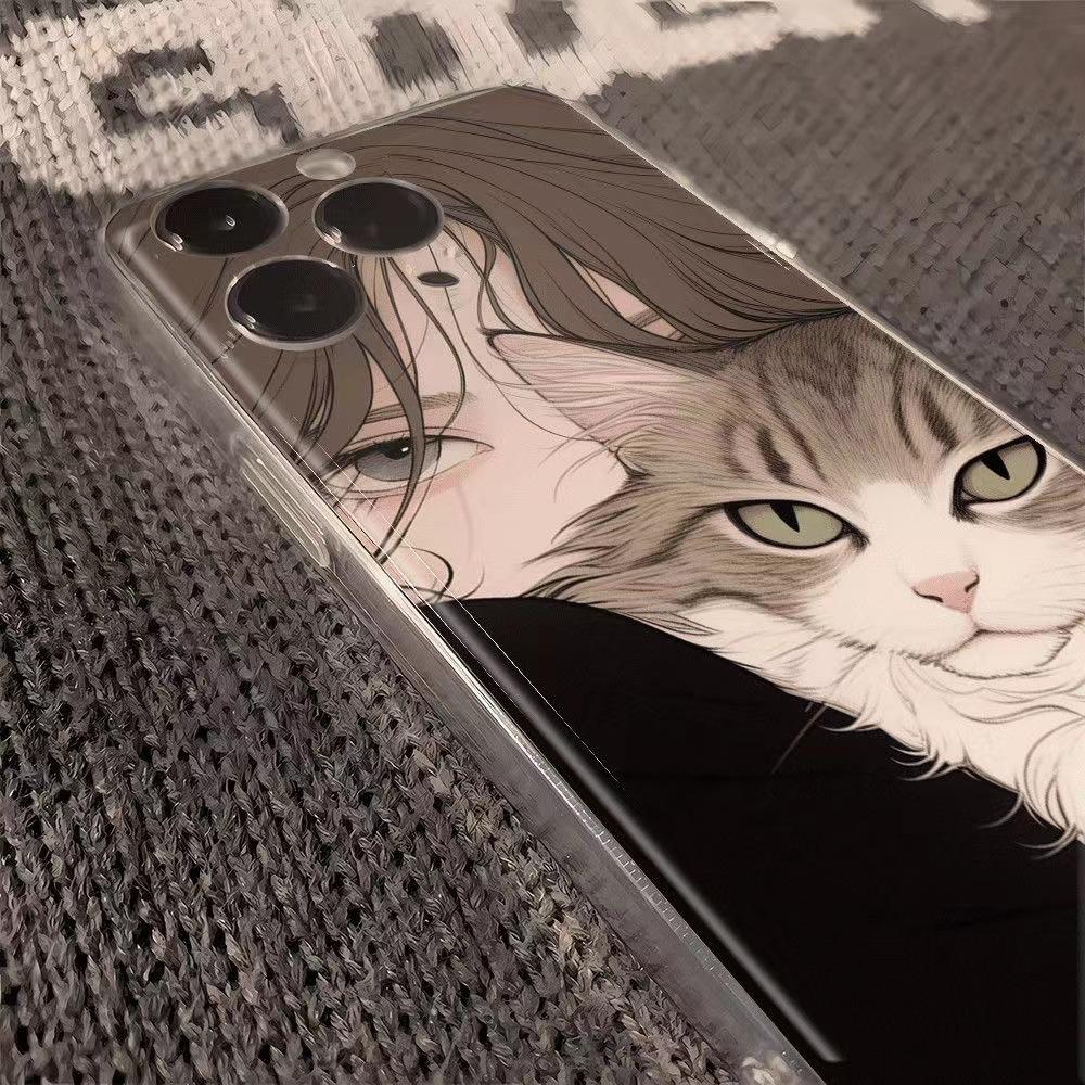 Couple Cat Mobile Phone Case All-inclusive for Apple iPhone15Pro Mobile Phone case/16PRO/14/15/13 XR