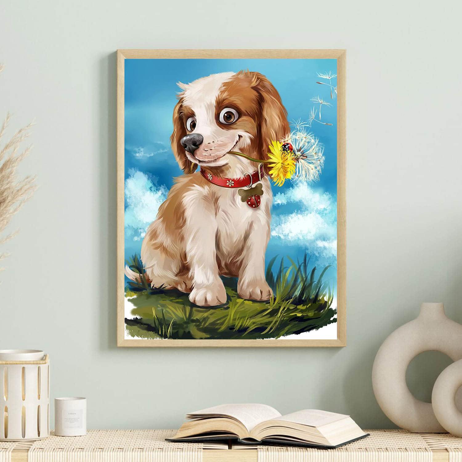 

DIY Diamond Painting Cute Puppy Cross Stitch Kit Mosaic Art Diamond Painting Full Circle/Square Diamond Home Decoration