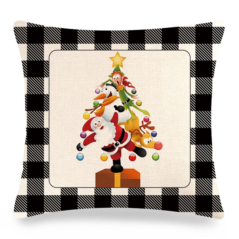 Christmas Checkered Red Letters Digital Printing Short Plush Pillow Covers For Car Sofa Office Cushion Cover Home Goods