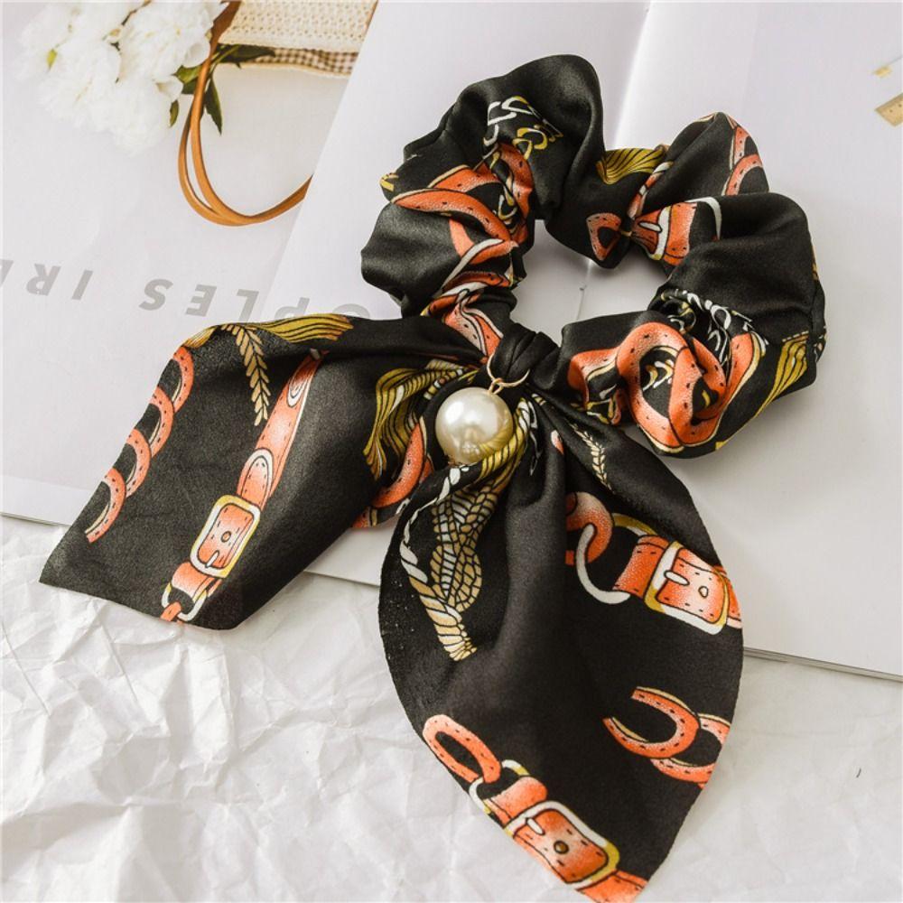 Bowknot Hair Tie Chiffon Pearl Headwear Fashion Hair Accessories