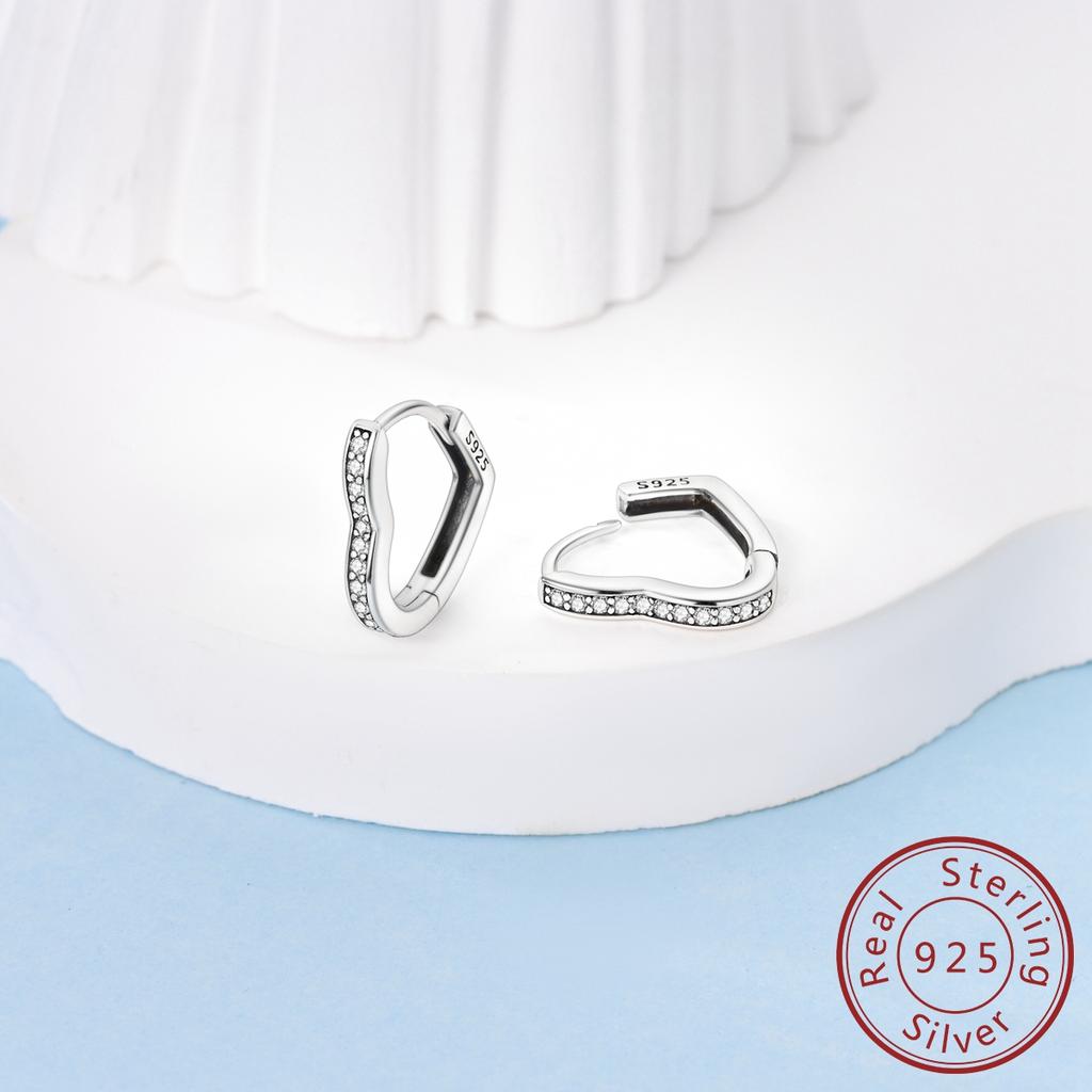 Copper Hoop Earring For Women Heart Star Clover Stud Engagement Wedding Jewelry Gift