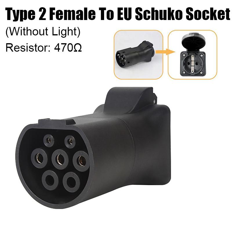 New Energy Vehicle Charging Adapter Plug Type 2 Female To Universal / EU Schuko Socket Electric Vehicle Charger Conversion Head 470-To Schuko
