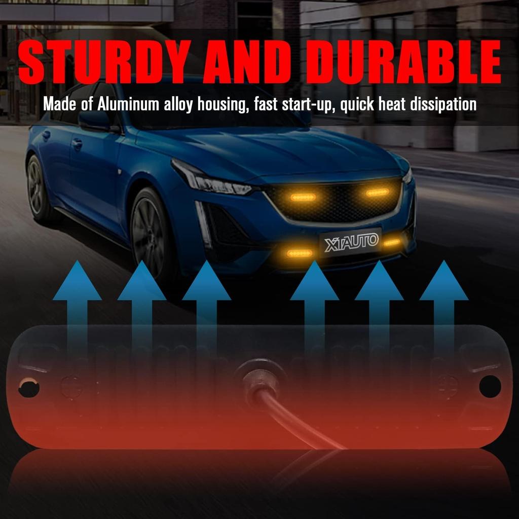 6LED Car Truck Emergency Beacon Warning Hazard Flash Strobe Light Amber/Amber 4-