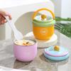 Tasse à Petit-Déjeuner en Acier Inoxydable avec Poignée et Couvercle Tumbler Thermique Portable pour Lait avec Compartiment pour Cuillère Contenant Anti-fuite pour Flocons d'Avoine et Yaourt