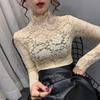 Hollow Lace Bottoming Shirt Slim Fit Long Short-sleeved T-shirt Women's Top Half Turtleneck Slim Fit