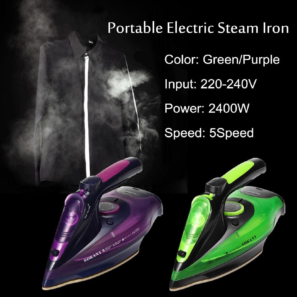 220-240V 2400W 5 Speed Ceramic Soleplate Electric Cordless Steam Iron Adjustable Charging Portable Clothes Ironing Steamer