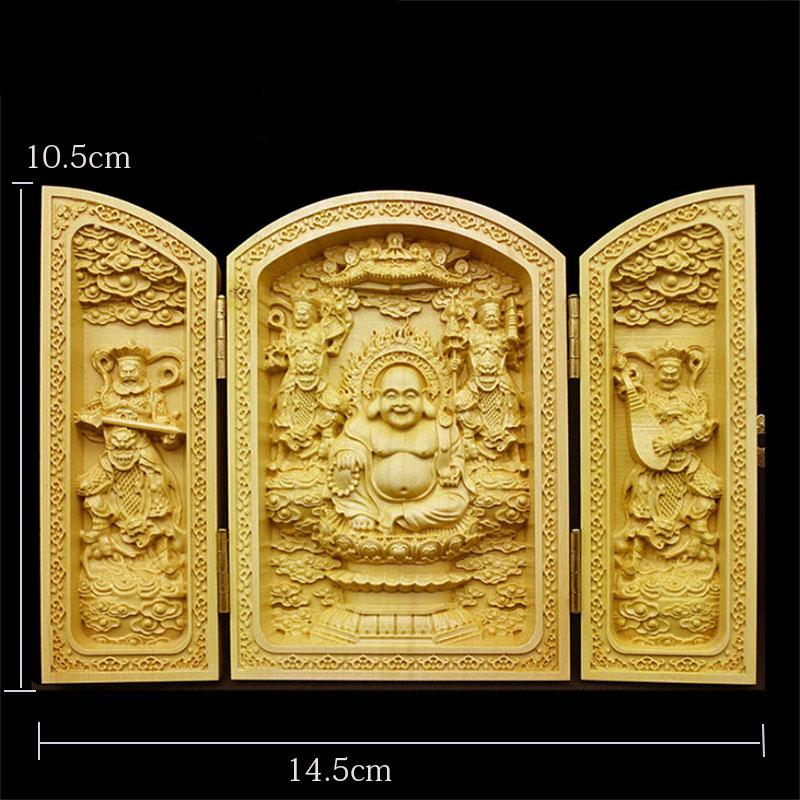 Wood Carving Guanyin, God of Wealth  Sculptures and Figurines High-quality Portable Home Room Office Wealth Luck Feng Shui Decor