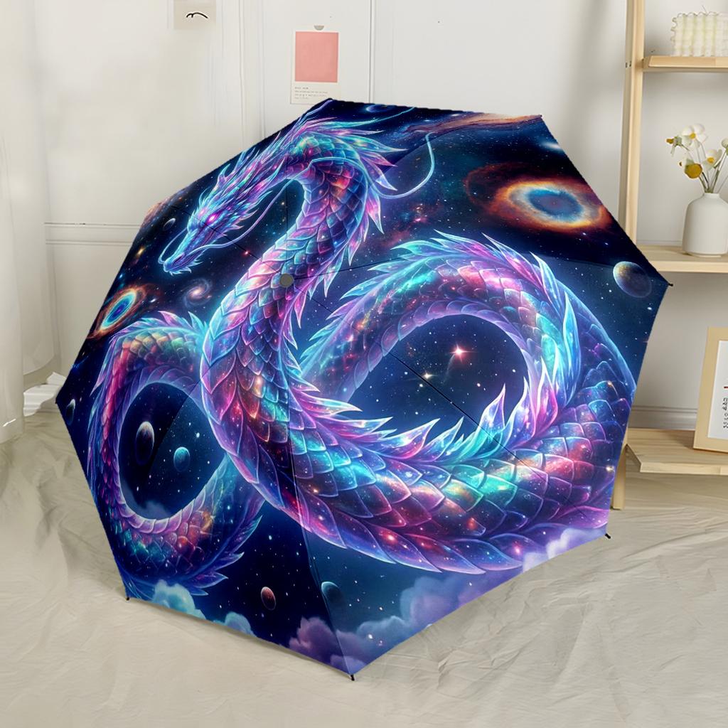 Yin-yang Dragons Harmony Outdoor Automatic Umbrella Retractable Design with 8-Rib Durability Compact Design Durable Everyday Carry Umbrella
