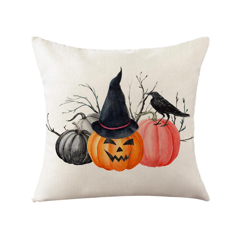 New Halloween Throw Pillow Cover Funny Pumpkin Polyester Print Home Living Room Cushion Pillow Cover